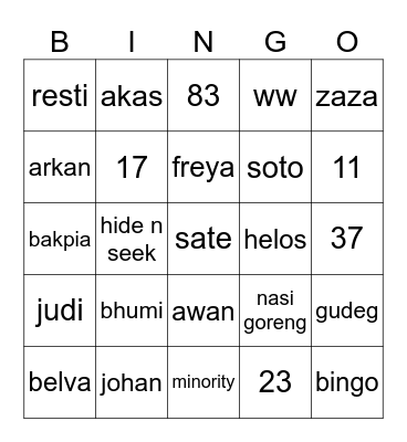Untitled Bingo Card