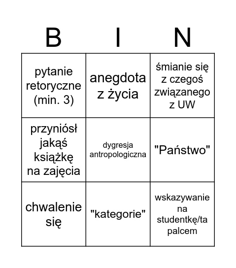 Kowalski ewaluacja lore Bingo Card