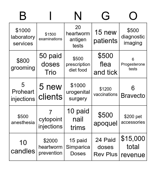 Single Day Bingo Card