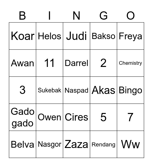 Untitled Bingo Card