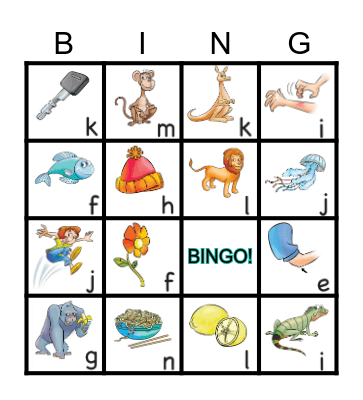 Ee-Nn Bingo Card