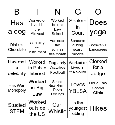 Find Someone Who! Bingo Card
