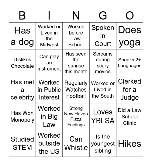 Find Someone Who! Bingo Card