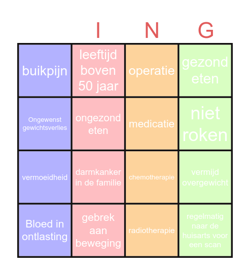 darmkanker bingo Card