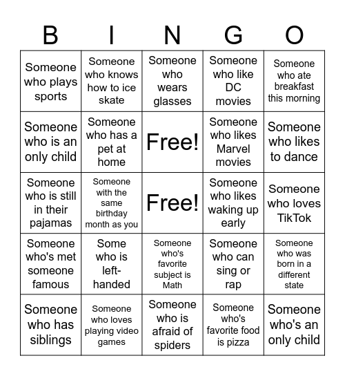 Human Bingo Card