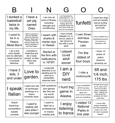Fun Facts About Your Colleagues Bingo Card