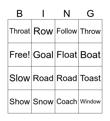 Weekly Words Bingo Card