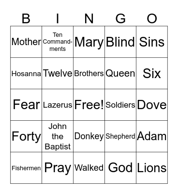 Bible Bingo Card