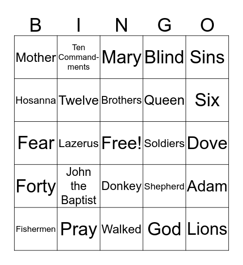 Bible Bingo Card