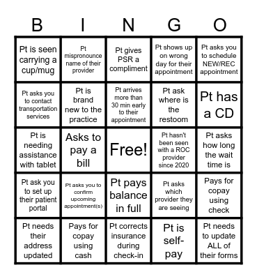 ROC PSR BINGO Card