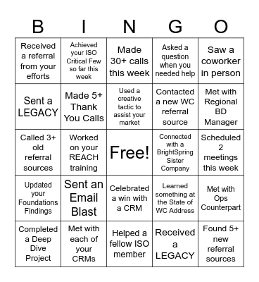 Inside Sales BINGO with a TSI Bingo Card