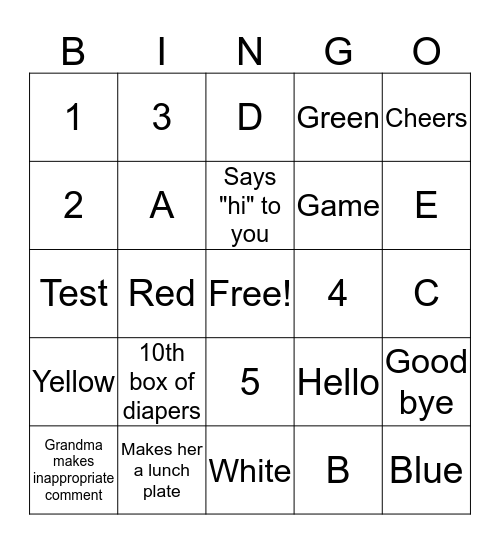 Test  Bingo Card