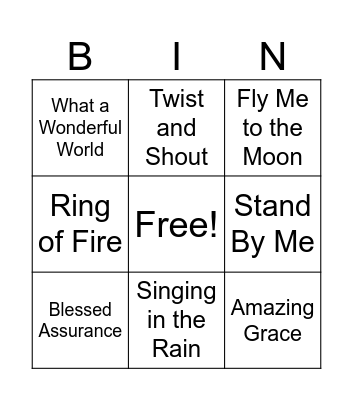 Musical Bingo Card
