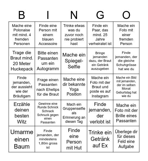 JGA Bingo Card