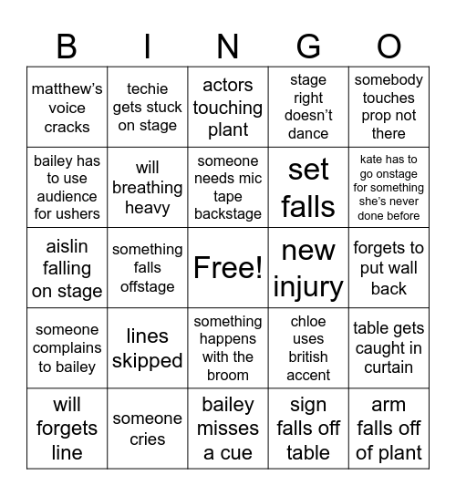 LSOH BINGO Card