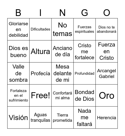 Bingo Bíblico Bingo Card