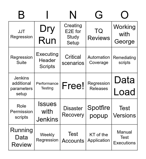 Farewell Bingo Card