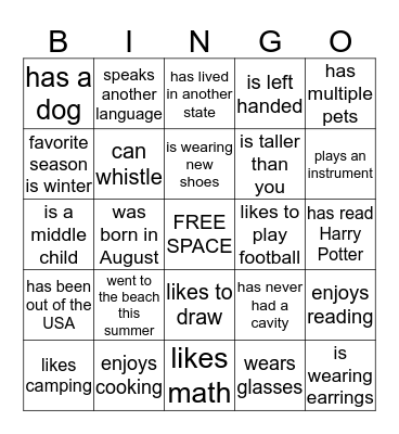 Someone who... Bingo Card