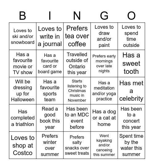 Mingle Bingo: Caregiver Retreat Bingo Card