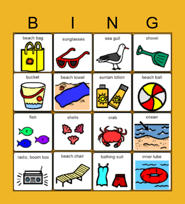 Beach Bingo Card