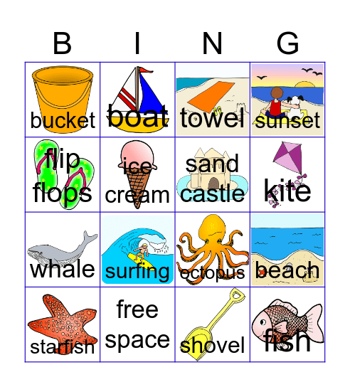 Beach Bingo Card