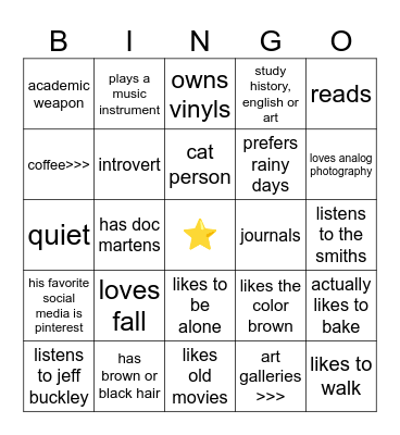 🍂DOWNTOWN BOY🍂 Bingo Card