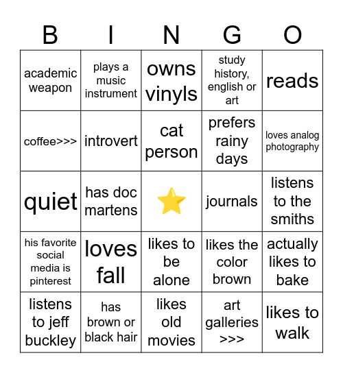 🍂DOWNTOWN BOY🍂 Bingo Card