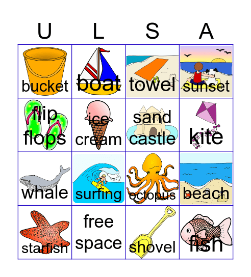 Beach Bingo Card