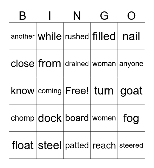 Corrective Reading B1words from L38/39 Bingo Card