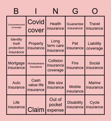 Insurance Bingo Card