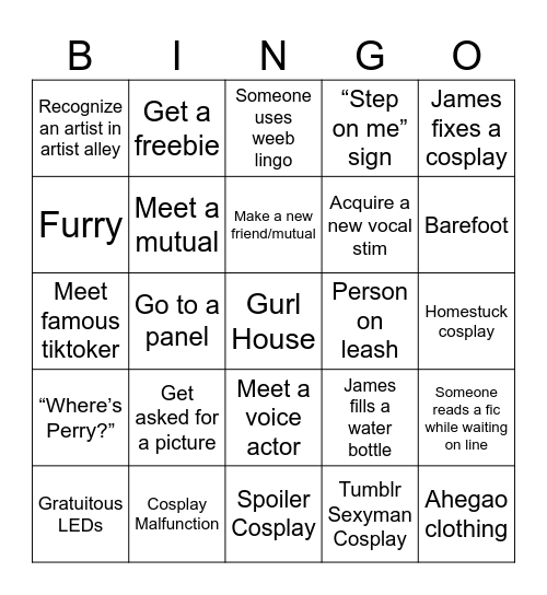 NYCC Bingo! Bingo Card