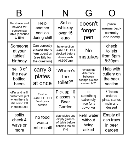 Floor BINGO Card