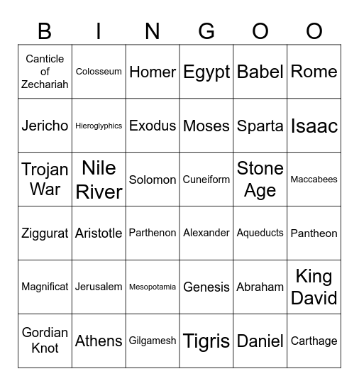 Church History 1 Bingo Card