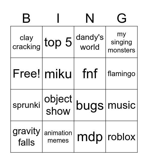 reccomended Bingo Card