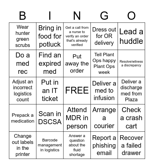 PHARMACY WEEK BINGO Card