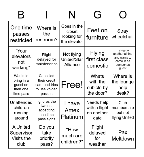 Club Bingo Card