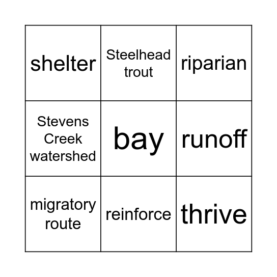 McClellan Ranch vocab - Oct. 2024 Bingo Card