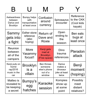 Chaos Theory Season 2 Bingo Card