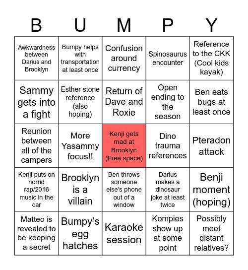 Chaos Theory Season 2 Bingo Card