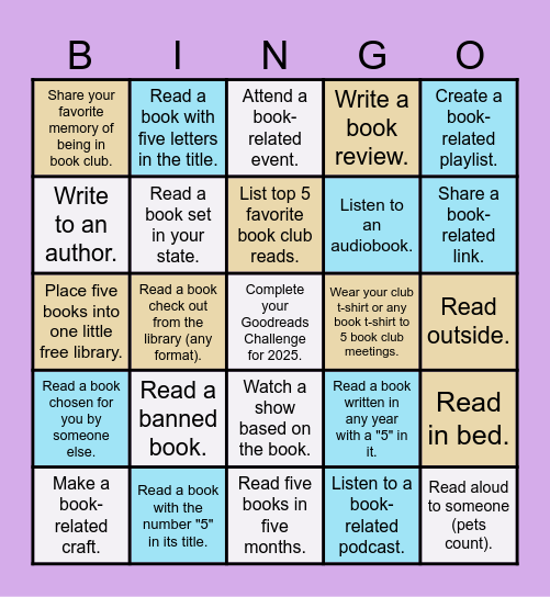 Bookish Bonus Activity Challenge - 2025 Bingo Card