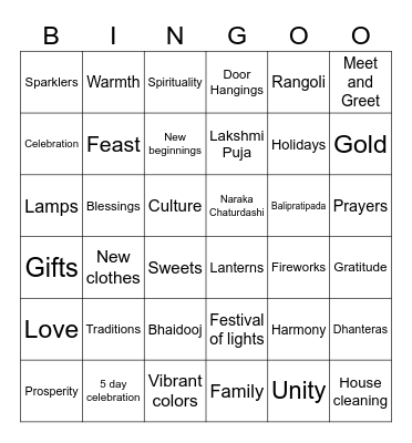 Diwali Bingo Card