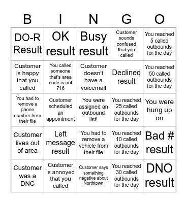 OUTBOUND BINGO! Bingo Card