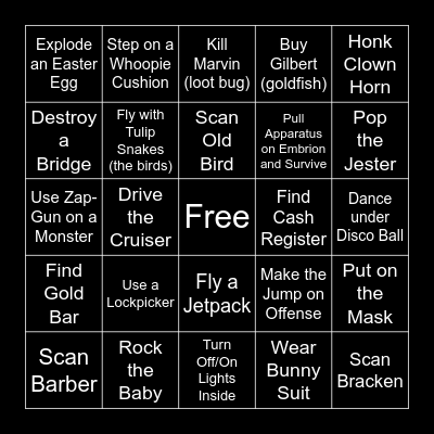 Corley's Lethal Bingo Card