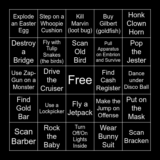 Corley's Lethal Bingo Card