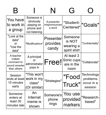 BYOW Bingo Card