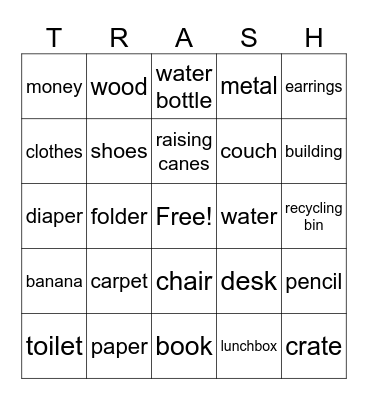 TRASHO Bingo Card