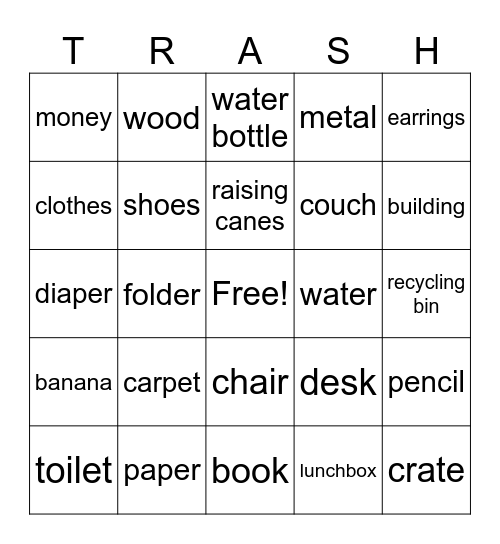 TRASHO Bingo Card