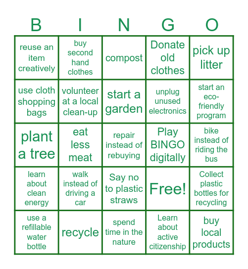 ECOLOGY Bingo Card