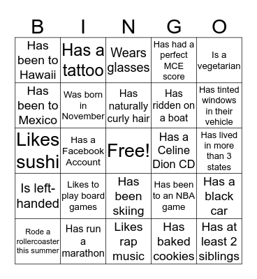 Papa People Bingo Card