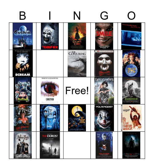 Halloween Movies Bingo Card